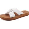 imageKuaiLu Womens Dressy Sandals with Arch Support Yoga Mat Comfortable Cushion Walking Criss Cross Slides Summer Beach Slip On Indoor Outdoor SlippersWhite Khaki