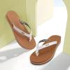 imageKuaiLu Womens Fashion Flip Flops Ladies Lightweight Summer Beach Yoga Mat Thong Sandals with Comfortable Arch SupportKhakiwhite