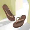 imageKuaiLu Womens Fashion Flip Flops Ladies Lightweight Summer Beach Yoga Mat Thong Sandals with Comfortable Arch SupportShiny Brown