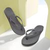 imageKuaiLu Womens Fashion Flip Flops Ladies Lightweight Summer Beach Yoga Mat Thong Sandals with Comfortable Arch SupportShiny Grey