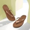 imageKuaiLu Womens Fashion Flip Flops Ladies Lightweight Summer Beach Yoga Mat Thong Sandals with Comfortable Arch SupportShiny Khaki
