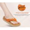 imageKuaiLu Womens Orthotic Cushion Flip Flops Sport Recovery Walking Sandals for Women with Comfortable Arch Support  Adjustable Flatform Slip On Indoor Outdoor For Summer CasualOrange Khaki