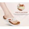 imageKuaiLu Womens Orthotic Cushion Flip Flops Sport Recovery Walking Sandals for Women with Comfortable Arch Support  Adjustable Flatform Slip On Indoor Outdoor For Summer CasualWhite Khaki