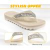 imageKuaiLu Womens Orthotic Flip Flops with Arch Support Yoga Mat Cushion Fashion Rhinestone Sandals Summer Walking Beach Travel Thong Slides Comfy Plantar Fasciitis Indoor Outdoor Sandles US511Beige White