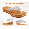 imageKuaiLu Womens Orthotic Flip Flops with Arch Support Yoga Mat Cushion Fashion Rhinestone Sandals Summer Walking Beach Travel Thong Slides Comfy Plantar Fasciitis Indoor Outdoor Sandles US511White Khaki