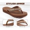 imageKuaiLu Womens Orthotic Flip Flops with Arch Support Yoga Mat Cushion Fashion Rhinestone Sandals Summer Walking Beach Travel Thong Slides Comfy Plantar Fasciitis Indoor Outdoor Sandles US511Brown