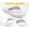 imageKuaiLu Womens Orthotic Flip Flops with Arch Support Yoga Mat Cushion Fashion Rhinestone Sandals Summer Walking Beach Travel Thong Slides Comfy Plantar Fasciitis Indoor Outdoor Sandles US511Silver White