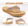 imageKuaiLu Womens Orthotic Flip Flops with Arch Support Yoga Mat Cushion Fashion Rhinestone Sandals Summer Walking Beach Travel Thong Slides Comfy Plantar Fasciitis Indoor Outdoor Sandles US511Beige