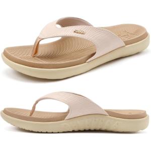 imageKuaiLu Flip Flops For Women Ladies Orthotic Yoga Mat Cushion Sandals Dressy Womans Lightweight Summer Slip On Beach Thong Sandles with Comfortable Arch Support US Size 512Beige White