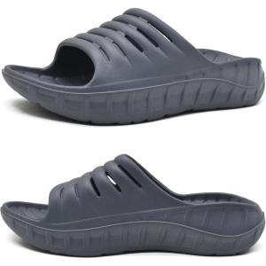 imageKuaiLu Mens Recovery Sandals Orthotic Thick Cushion Open Toe Sport Slides With Comfortable Plantar Fasciitis Arch Support Reduces Stress on Feet Joints ampamp Back PostExerciseDark Grey