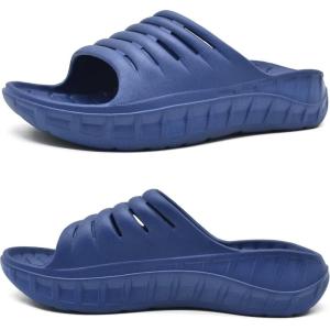 imageKuaiLu Mens Recovery Sandals Orthotic Thick Cushion Open Toe Sport Slides With Comfortable Plantar Fasciitis Arch Support Reduces Stress on Feet Joints ampamp Back PostExerciseBlue