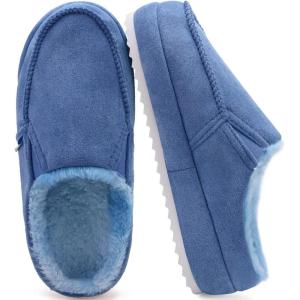 imageKuaiLu Womens Clog Slippers Cozy Warm Plush Lined With Arch Support Suede Faux Fur House ladies Bedroom Slippers Comfortable Memory Foam Slipon Womans Home ShoesBlue