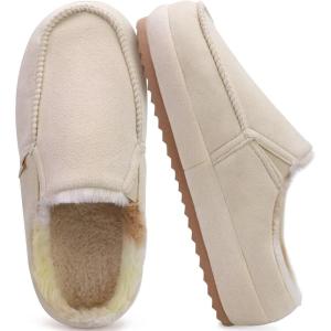 imageKuaiLu Womens Clog Slippers Cozy Warm Plush Lined With Arch Support Suede Faux Fur House ladies Bedroom Slippers Comfortable Memory Foam Slipon Womans Home ShoesBeige
