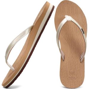 imageKuaiLu Womens Fashion Flip Flops Ladies Lightweight Summer Beach Yoga Mat Thong Sandals with Comfortable Arch SupportShiny Beige