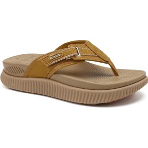 imageKuaiLu Womens Orthotic Cushion Flip Flops Sport Recovery Walking Sandals for Women with Comfortable Arch Support  Adjustable Flatform Slip On Indoor Outdoor For Summer CasualBeige