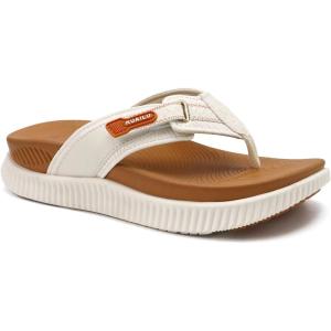 imageKuaiLu Womens Orthotic Cushion Flip Flops Sport Recovery Walking Sandals for Women with Comfortable Arch Support  Adjustable Flatform Slip On Indoor Outdoor For Summer CasualWhite Khaki
