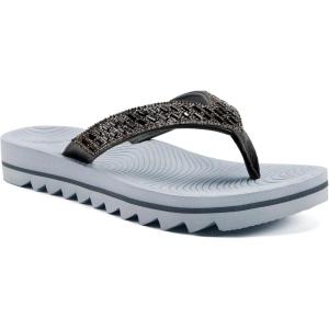 imageKuaiLu Womens Orthotic Flip Flops with Arch Support Yoga Mat Cushion Fashion Rhinestone Sandals Summer Walking Beach Travel Thong Slides Comfy Plantar Fasciitis Indoor Outdoor Sandles US511Grey