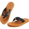 imageKuaiLu Womens Flip Flops With Arch Support Comfortable Yoga Mat Cushion Thong Leather Sandals for Ladies Fashion Slip On Summer Beach Walking Slides Indoor Outdoor Travel Orthotic SlippersKhaki Black