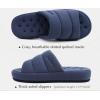 imageKuaiLu Mens Fashion Quilted Cottonblend Fabric Sandal Slippers Cozy Memory Foam IndoorOutdoor House Shoes with Lightweight Soft Cushion Footbed Hard Rubber SoleDark Blue