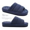 imageKuaiLu Mens Fashion Quilted Cottonblend Fabric Sandal Slippers Cozy Memory Foam IndoorOutdoor House Shoes with Lightweight Soft Cushion Footbed Hard Rubber SoleDark Blue