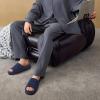 imageKuaiLu Mens Fashion Quilted Cottonblend Fabric Sandal Slippers Cozy Memory Foam IndoorOutdoor House Shoes with Lightweight Soft Cushion Footbed Hard Rubber SoleDark Blue