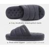imageKuaiLu Mens Fashion Quilted Cottonblend Fabric Sandal Slippers Cozy Memory Foam IndoorOutdoor House Shoes with Lightweight Soft Cushion Footbed Hard Rubber SoleGrey