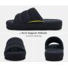 imageKuaiLu Mens Fashion Quilted Cottonblend Fabric Sandal Slippers Cozy Memory Foam IndoorOutdoor House Shoes with Lightweight Soft Cushion Footbed Hard Rubber SoleAll Black