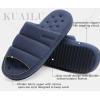 imageKuaiLu Mens Fashion Quilted Cottonblend Fabric Sandal Slippers Cozy Memory Foam IndoorOutdoor House Shoes with Lightweight Soft Cushion Footbed Hard Rubber SoleDark Blue