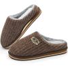 imageKuaiLu Mens Orthopedic Memory Foam Slippers  Fashion Casual Woolblend Stripe Knitted with Warm Sherpa Plush Lining  Winter Mens Mule Scuff Nonslip House Slippers  Size 714Brown