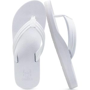 imageKuaiLu Womens Arch Support Flip Flops Ladies Comfort Lightweight Soft Yoga Mat Cushion Walking Thong SandalsAll White