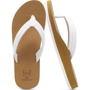 imageKuaiLu Womens Arch Support Flip Flops Ladies Comfort Lightweight Soft Yoga Mat Cushion Walking Thong SandalsWhite Khaki