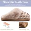 imageKuaiLu Womens Fluff Dual Memory Foam Slippers Ladies Cozy Arch Support Warm Scuff Slippers Slip on Comfy Winter House Shoes with NonSlip Indoor Outdoor Hard SolePlaid Beige