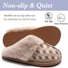 imageKuaiLu Womens Fluff Dual Memory Foam Slippers Ladies Cozy Arch Support Warm Scuff Slippers Slip on Comfy Winter House Shoes with NonSlip Indoor Outdoor Hard SolePlaid Beige