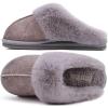 imageKuaiLu Womens Fluff Dual Memory Foam Slippers Ladies Cozy Arch Support Warm Scuff Slippers Slip on Comfy Winter House Shoes with NonSlip Indoor Outdoor Hard SoleGrey