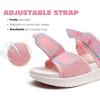 imageKuaiLu Womens Fashion Orthotic Slides Ladies Athletic Thick Cushion Recovery Sandals Adjustable Strap Slip On Walking Sandles With Comfortable Plantar Fasciitis Arch SupportPink White