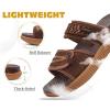 imageKuaiLu Womens Fashion Orthotic Slides Ladies Athletic Thick Cushion Recovery Sandals Adjustable Strap Slip On Walking Sandles With Comfortable Plantar Fasciitis Arch SupportBrown Khaki