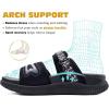 imageKuaiLu Womens Fashion Orthotic Slides Ladies Athletic Thick Cushion Recovery Sandals Adjustable Strap Slip On Walking Sandles With Comfortable Plantar Fasciitis Arch SupportBlack