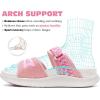 imageKuaiLu Womens Fashion Orthotic Slides Ladies Athletic Thick Cushion Recovery Sandals Adjustable Strap Slip On Walking Sandles With Comfortable Plantar Fasciitis Arch SupportPink White