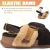imageKuaiLu Womens Fuzzy Criss Cross Band Platform Slippers Back Strap Arch Support Furry Faux Fur Ladies Open Toe Slingback Slide Cozy Soft Plush Fleece Comfy House Shoes Sandals Indoor Outdoor Brown 6