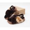 imageKuaiLu Womens Fuzzy Criss Cross Band Platform Slippers Back Strap Arch Support Furry Faux Fur Ladies Open Toe Slingback Slide Cozy Soft Plush Fleece Comfy House Shoes Sandals Indoor Outdoor Brown 6