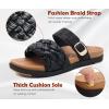 imageKuaiLu Womens Orthopedic Sandals Comfortable Arch Support Fashion Summer Beach Dressy Sandals With Leather Braided Adjustable Open Toe Cushion Travel Outdoor Plantar Fasciitis Shoes US Size511Tan Black