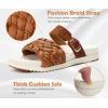 imageKuaiLu Womens Orthopedic Sandals Comfortable Arch Support Fashion Summer Beach Dressy Sandals With Leather Braided Adjustable Open Toe Cushion Travel Outdoor Plantar Fasciitis Shoes US Size511Tan White