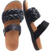imageKuaiLu Womens Orthopedic Sandals Comfortable Arch Support Fashion Summer Beach Dressy Sandals With Leather Braided Adjustable Open Toe Cushion Travel Outdoor Plantar Fasciitis Shoes US Size511Tan Black