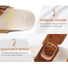 imageKuaiLu Womens Orthopedic Sandals Comfortable Arch Support Fashion Summer Beach Dressy Sandals With Leather Braided Adjustable Open Toe Cushion Travel Outdoor Plantar Fasciitis Shoes US Size511Tan White