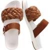 imageKuaiLu Womens Orthopedic Sandals Comfortable Arch Support Fashion Summer Beach Dressy Sandals With Leather Braided Adjustable Open Toe Cushion Travel Outdoor Plantar Fasciitis Shoes US Size511Tan White