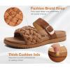 imageKuaiLu Womens Orthopedic Sandals Comfortable Arch Support Fashion Summer Beach Dressy Sandals With Leather Braided Adjustable Open Toe Cushion Travel Outdoor Plantar Fasciitis Shoes US Size511Tan Brown