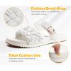 imageKuaiLu Womens Orthopedic Sandals Comfortable Arch Support Fashion Summer Beach Dressy Sandals With Leather Braided Adjustable Open Toe Cushion Travel Outdoor Plantar Fasciitis Shoes US Size511Bride White