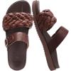 imageKuaiLu Womens Orthopedic Sandals Comfortable Arch Support Fashion Summer Beach Dressy Sandals With Leather Braided Adjustable Open Toe Cushion Travel Outdoor Plantar Fasciitis Shoes US Size511Brown