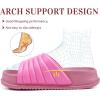 imageKuaiLu Womens Sandals with Arch Support Orthopedic Comfortable Lightweight Cushion Recovery Slides Summer Fashion Leather Casual Womans Plantar Fasciitis Sandals for IndoorampampOutdoor US Size 612Hot Pink