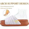 imageKuaiLu Womens Sandals with Arch Support Orthopedic Comfortable Lightweight Cushion Recovery Slides Summer Fashion Leather Casual Womans Plantar Fasciitis Sandals for IndoorampampOutdoor US Size 612White Khaki